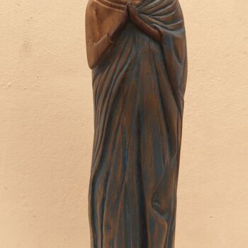 Sculpture titled "Escultura Santa Sara" by Márcio França, Original Artwork, Wood
