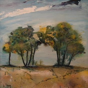 Painting titled "Paysage aux arbres" by Marc Levy, Original Artwork