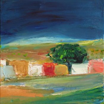 Painting titled "Paysage nocturne" by Marc Levy, Original Artwork