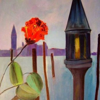 Ζωγραφική με τίτλο "Une rose à Venise" από Marc Levy, Αυθεντικά έργα τέχνης