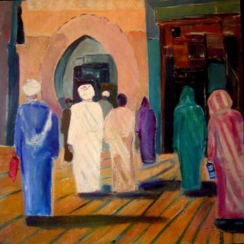 Pintura titulada "Sortie de la mosquée" por Marc Levy, Obra de arte original