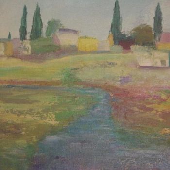 Malerei mit dem Titel "Reflets du fleuve" von Marc Levy, Original-Kunstwerk