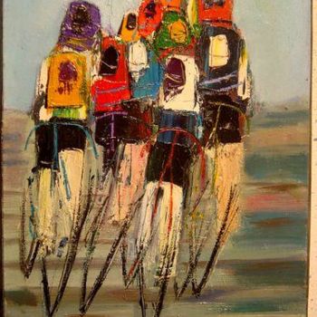 Painting titled "CYCLISTE : Le pelot…" by Marc Levy, Original Artwork