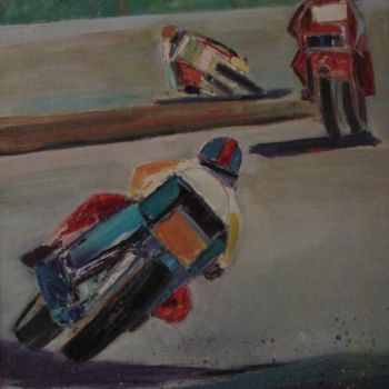 Peinture intitulée "MOTO: TRIO DE TETE" par Marc Levy, Œuvre d'art originale