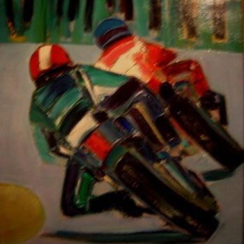 Peinture intitulée "COURSE DE MOTOS" par Marc Levy, Œuvre d'art originale
