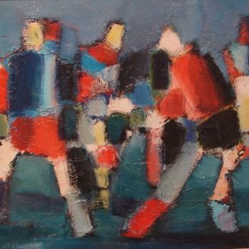 Peinture intitulée "foot balleurs noctu…" par Marc Levy, Œuvre d'art originale