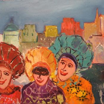 Painting titled "les trois clowns a…" by Marc Levy, Original Artwork