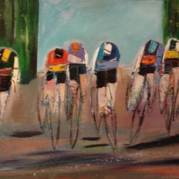 Painting titled "COURSE CYCLISTE" by Marc Levy, Original Artwork
