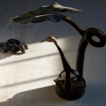 Sculptuur getiteld ""le corbeau et le r…" door Marc Majoullier, Origineel Kunstwerk