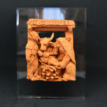 Sculpture intitulée "Natività" par Marco Bonechi, Œuvre d'art originale, Terre cuite Monté sur Plexiglas