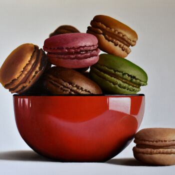 Painting titled "The Macarons" by Marco Amore, Original Artwork, Oil Mounted on Wood Stretcher frame