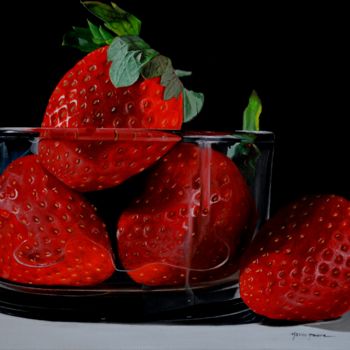 Painting titled "Fragole" by Marco Amore, Original Artwork