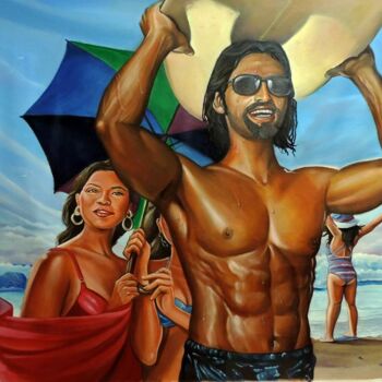 Pintura titulada "PLAYA Y SURF" por Marco Antonio Zeledón Truque, Obra de arte original, Oleo