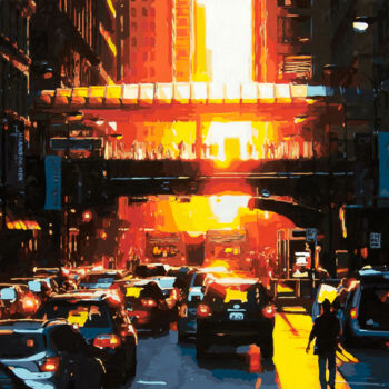 Peinture intitulée "Chicagohenge" par Marco Barberio, Œuvre d'art originale, Acrylique Monté sur Châssis en bois