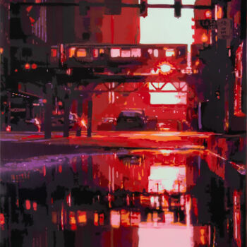 Peinture intitulée "Chicagohenge2" par Marco Barberio, Œuvre d'art originale, Bombe aérosol Monté sur Châssis en bois