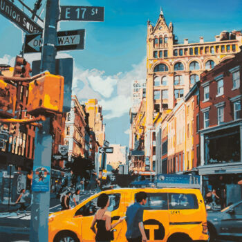 "New York Street Sce…" başlıklı Tablo Marco Barberio tarafından, Orijinal sanat, Akrilik Ahşap Sedye çerçevesi üzerine monte…