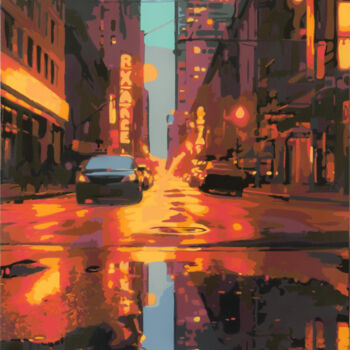 Peinture intitulée "New York City Rain…" par Marco Barberio, Œuvre d'art originale, Bombe aérosol Monté sur Châssis en bois