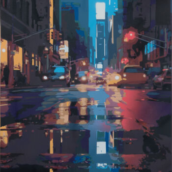绘画 标题为“New York City Rain…” 由Marco Barberio, 原创艺术品, 喷漆 安装在木质担架架上
