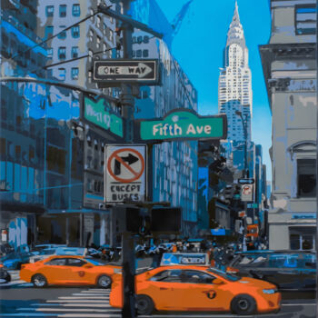 Painting titled "Fifth Avenue" by Marco Barberio, Original Artwork, Spray paint Mounted on Wood Stretcher frame