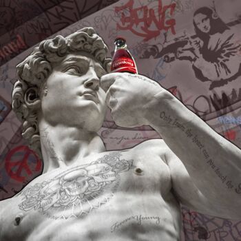 Malerei mit dem Titel "Sharing a Coke with…" von Marco Battaglini, Original-Kunstwerk, Acryl