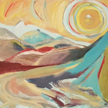 Painting titled "Montains & Sun" by Marcopintor, Original Artwork, Acrylic