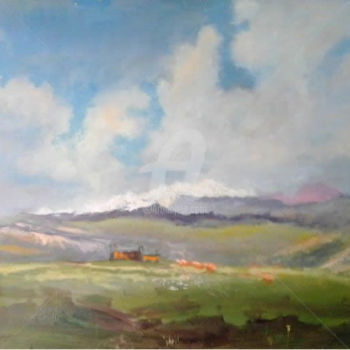 Painting titled "Montagne" by Marco Cattaneo, Original Artwork, Oil