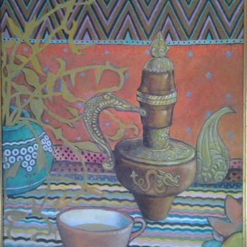 Painting titled "tea" by Marco Fanni, Original Artwork, Oil