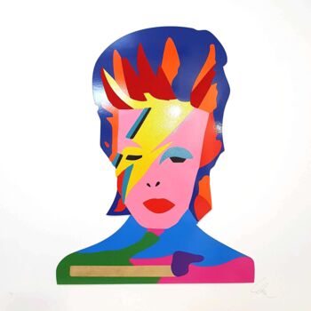 Gravures & estampes intitulée "Bowie" par Marco Lodola, Œuvre d'art originale, Sérigraphie