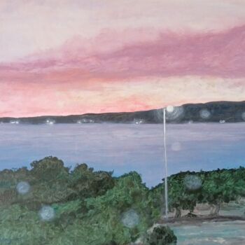 Painting titled "Tramonto sull,isola…" by Marco Longoni, Original Artwork, Acrylic Mounted on Wood Stretcher frame