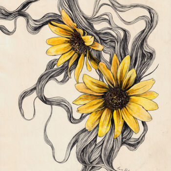 Dessin intitulée "Floral Series: Smal…" par Marco Paludet, Œuvre d'art originale, Graphite