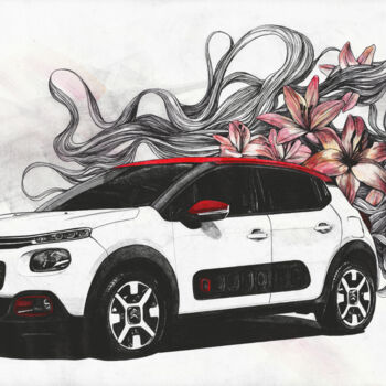 Dessin intitulée "Cars: Citroen C3 wi…" par Marco Paludet, Œuvre d'art originale, Graphite