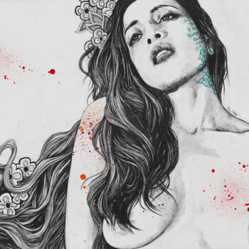 Рисунок под названием "Dulcinea | sexy nud…" - Marco Paludet, Подлинное произведение искусства, Карандаш