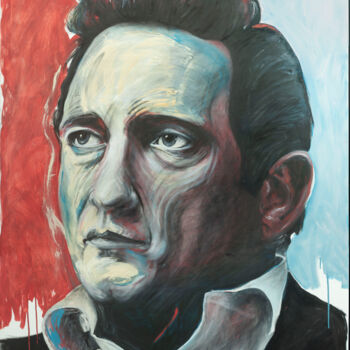 Peinture intitulée "Johnny Cash" par Marco Perini, Œuvre d'art originale, Huile Monté sur Châssis en bois