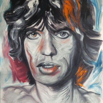 绘画 标题为“Mick Jagger” 由Marco Perini, 原创艺术品, 油 安装在木质担架架上