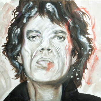 绘画 标题为“Mick Jagger_2” 由Marco Perini, 原创艺术品, 油 安装在木质担架架上
