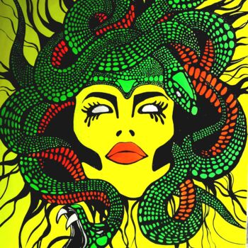 Painting titled "Medusa" by Marco Scali, Original Artwork, Acrylic Mounted on Wood Stretcher frame