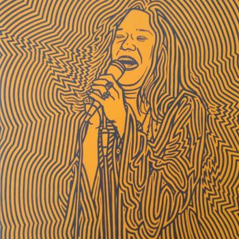 Картина под названием "Janis Joplin" - Marco Ugoni, Подлинное произведение искусства, Акрил Установлен на Деревянная рама дл…