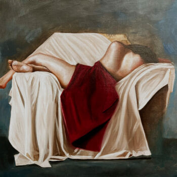 Pintura titulada "Mujer dormida" por Marco Zamudio, Obra de arte original, Oleo Montado en Panel de madera