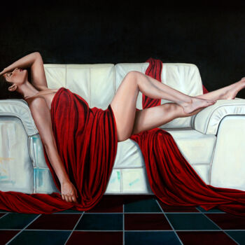 Schilderij getiteld "Sueño rojo" door Marco Zamudio, Origineel Kunstwerk, Olie