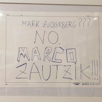 Disegno intitolato "Zuckerberg? No, Zau…" da Marco Zautzik, Opera d'arte originale, Biro