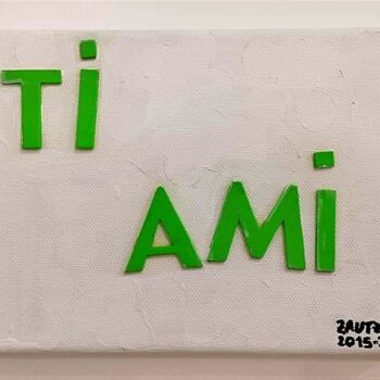 Collages intitulée "Ti ami (verde)" par Marco Zautzik, Œuvre d'art originale, Collages
