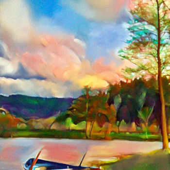 Arte digitale intitolato "In riva al lago" da Marco Ciarciaglino, Opera d'arte originale, Pittura digitale