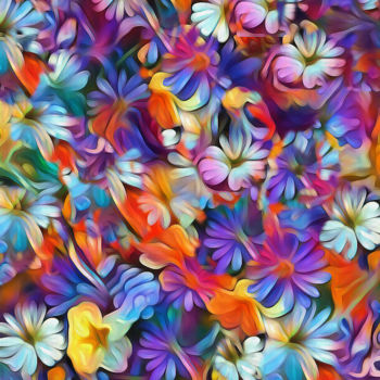 Digital Arts titled "Mosaico di fiori" by Marco Ciarciaglino, Original Artwork, Digital Painting