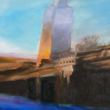 Peinture intitulée "Minaret  dans le fl…" par Marcoh, Œuvre d'art originale