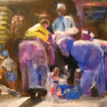 Peinture intitulée "souk  ;le marchè" par Marcoh, Œuvre d'art originale