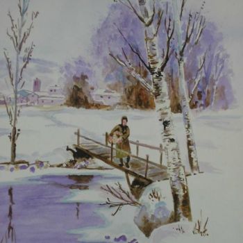 Ζωγραφική με τίτλο "Paysage D'hiver 0015" από Marcoh, Αυθεντικά έργα τέχνης