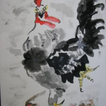 Painting titled "Coq" by Marcoh, Original Artwork