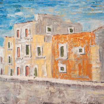 Schilderij getiteld "The eastern street" door Marco Lazzarini, Origineel Kunstwerk, Olie