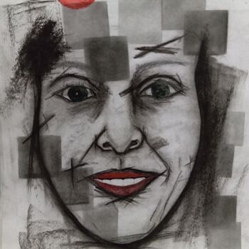 Dibujo titulada "Faces" por Marcos Bastos, Obra de arte original, Carbón