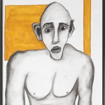 Peinture intitulée "O Admirado" par Marcos Bastos, Œuvre d'art originale, Fusain